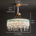 19.7 inch crystal chandelier with layered aqua glass and crystal drops – compact modern ceiling fixture