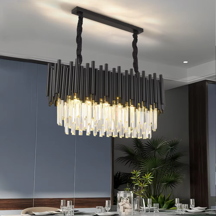 MIRODEMI® Customized product - Black Rectangular Crystal Chandelier |  Triengen