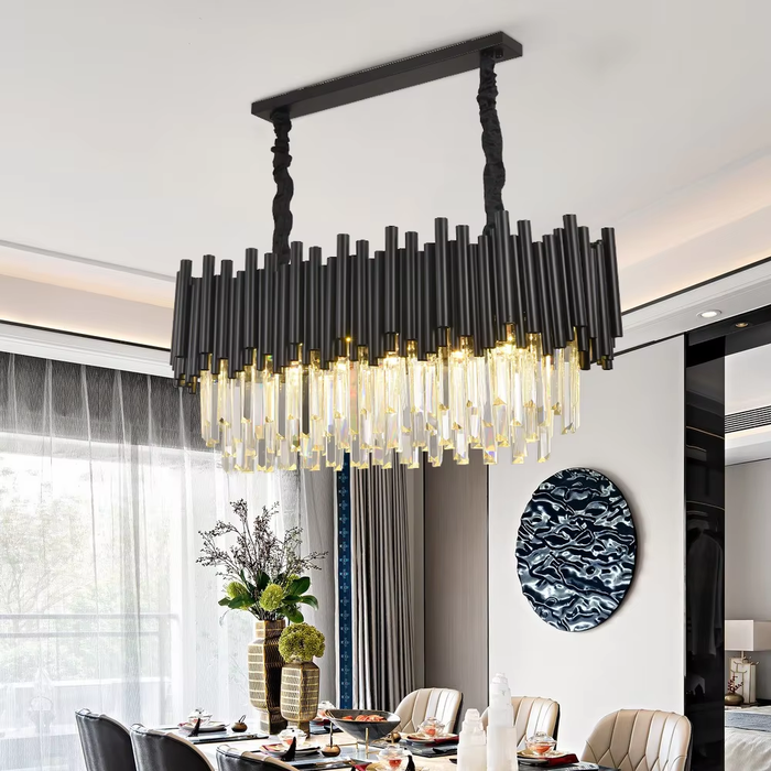 MIRODEMI® Customized product - Black Rectangular Crystal Chandelier |  Triengen