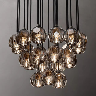 Conségudes | Round Grey LED Cut Crystal Ceiling Chandelier