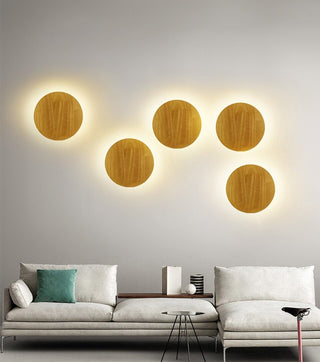 MIRODEMI® Modern Round LED Wall Light in Natural Wood Finish