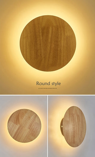 MIRODEMI® Sleek Wooden Circular LED Wall Fixture