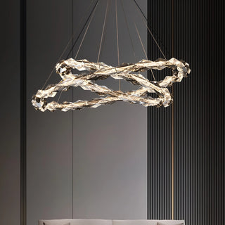 Elegant double-ring K9 crystal chandelier with LED lighting, ideal for living or dining room interiors