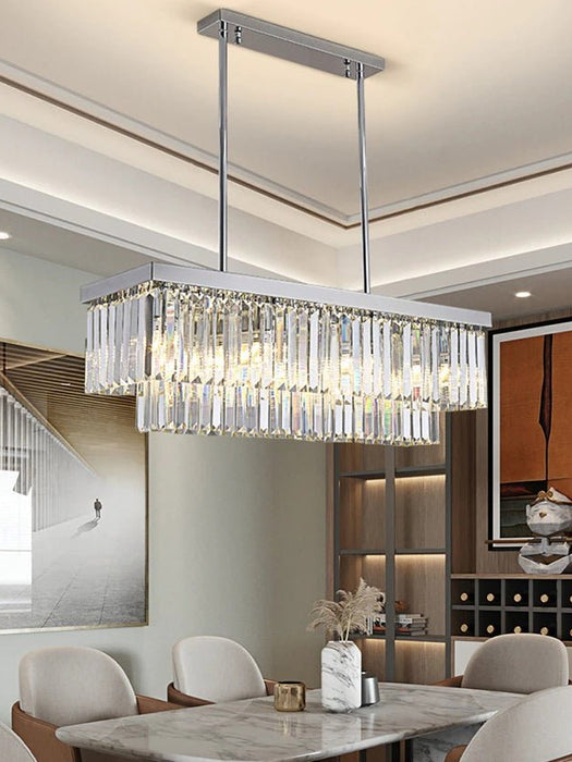 MIRODEMI® Gold/chrome crystal rectangle chandelier for dining room, kitchen island