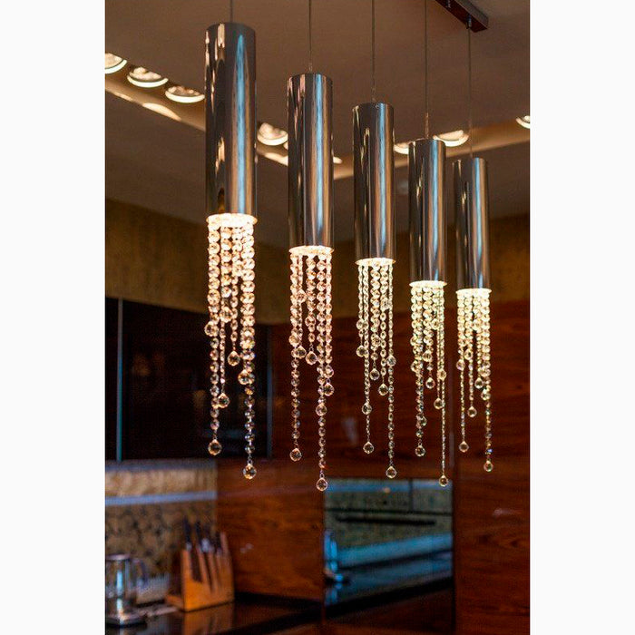 Hanging crystal light fixture for lobby, staircase, loft, stairwell