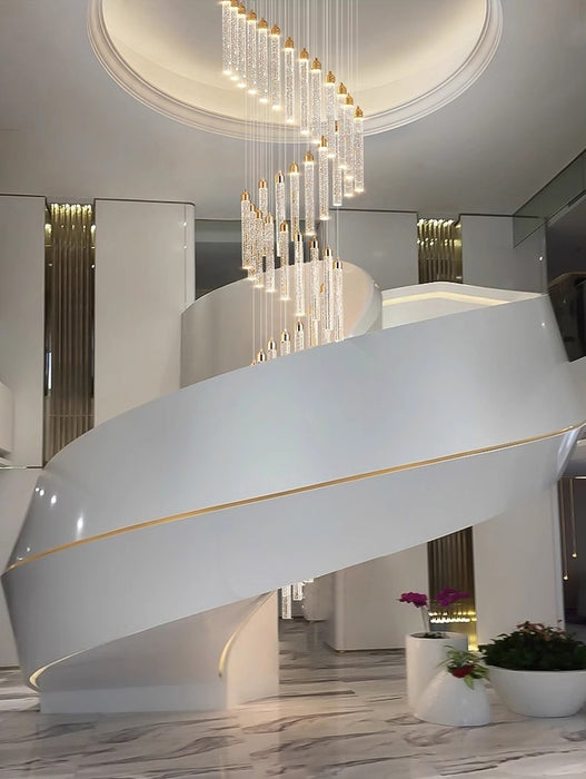 MIRODEMI® Villa Staircase Gold Crystal Pendant Light 88 lights / Cool light