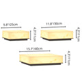 Size guide for marble-finish electric pillar lights in 25cm, 30cm, and 40cm sizes with warm LED illumination