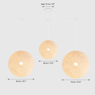 Dimensions of the cluster-mount Filara: 15 cm base with 30, 50 and 70 cm balls