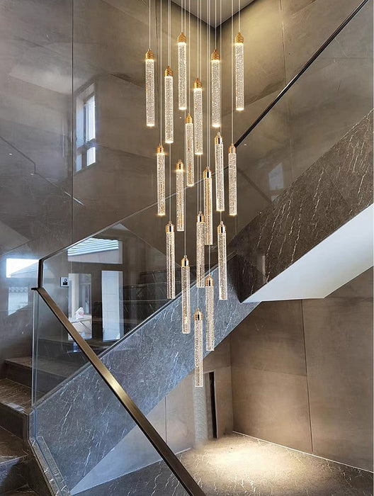 MIRODEMI® Villa Staircase Gold Crystal Pendant Light 18 lights / Cool light