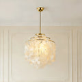 Luxury gold capiz shell pendant chandelier for elegant dining room interior