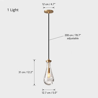Guttara dimension diagram, 1 Light: Dia12cm canopy, 12.7x31cm drop, 200cm adjustable cord