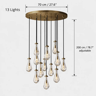 Guttara dimension diagram, Round 13 Lights: Dia70cm canopy, 200cm adjustable cords