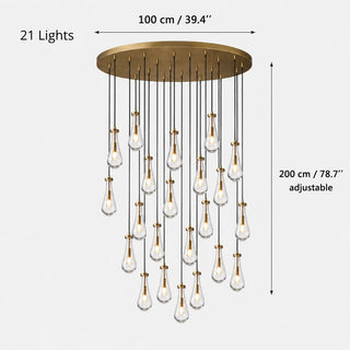 Guttara dimension diagram, Round 21 Lights: Dia100cm canopy, 200cm adjustable cords