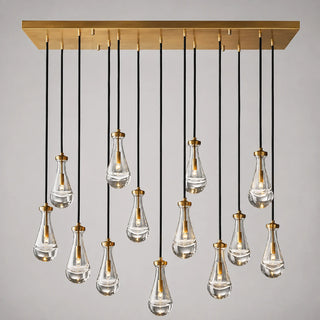 Guttara rectangular 13-light raindrop chandelier, studio view