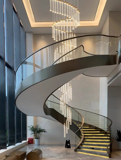 MIRODEMI® Villa Staircase Gold Crystal Pendant Light 35 lights / Cool light