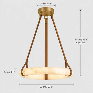 Halara dimension diagram, 60 cm / 23.6 inch ring, 8 cm height, 15 cm canopy, 150 cm adjustable straps