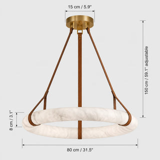Halara dimension diagram, 80 cm / 31.5 inch ring, 8 cm height, 15 cm canopy, 150 cm adjustable straps