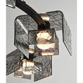 hammered textured glass panels on modern round chandelier