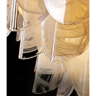 Handcrafted smoked glass chandelier detail with layered translucent panels