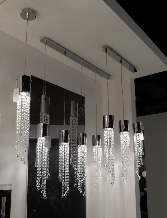 Hanging crystal light fixture for lobby, staircase, loft, stairwell