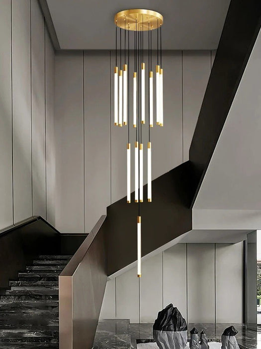 MIRODEMI Gold/Black/ Stainless Steel Hanging Chandelier For Staircase, Foyer, Stairwell