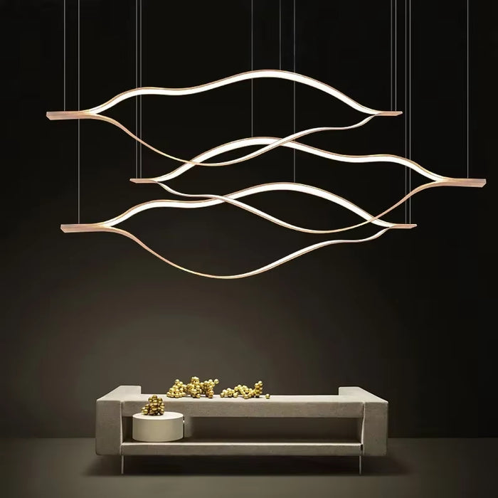 Küssnacht | Creative Gold Wave Chandelier for Dining Room