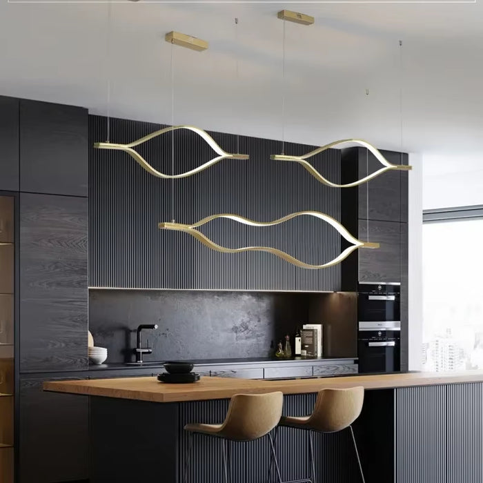 Küssnacht | Creative Gold Wave Chandelier for Dining Room