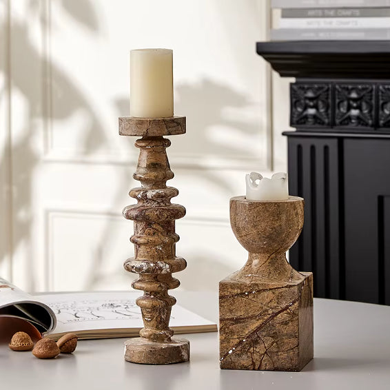 Natural Marble Vintage Candlesticks