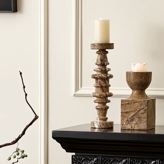 Natural Marble Vintage Candlesticks