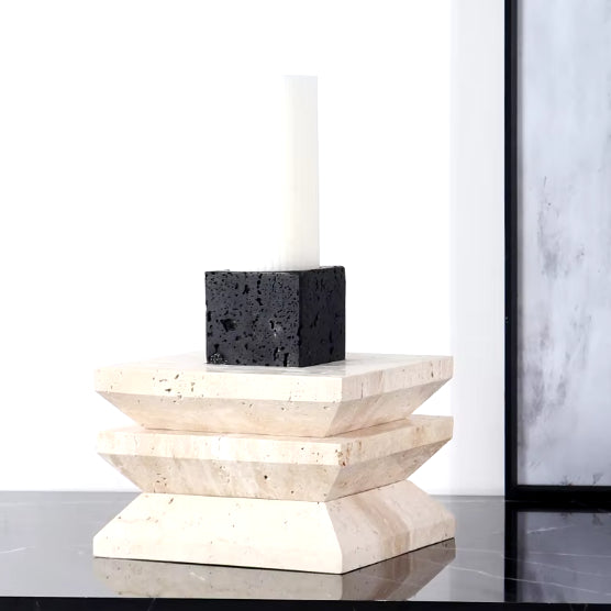 Natural Travertine Candle Holder