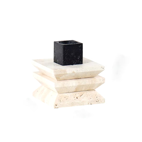 Natural Travertine Candle Holder