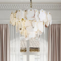Alabaster Round Chandelier in Mid-Century Modern Style for Living Room