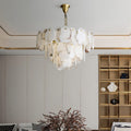 Alabaster Round Chandelier in Mid-Century Modern Style for Living Room