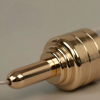 Close-up of the brushed brass fitting on the Kaelix crystal pendant chandelier showcasing premium craftsmanship