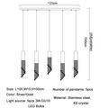 5 Lights - Hanging crystal light fixture for lobby, staircase, loft, stairwell