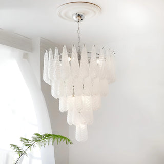 Large Murano-style textured glass chandelier in an elegant white interior setting