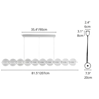 Sizing guide for 81.5 inches 207cm Linear Glass Pendant Light