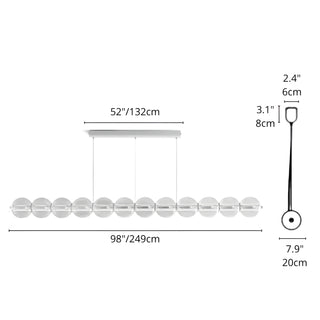 Dimensions for 98 inches 249cm extra-long Linear Glass Pendant Light