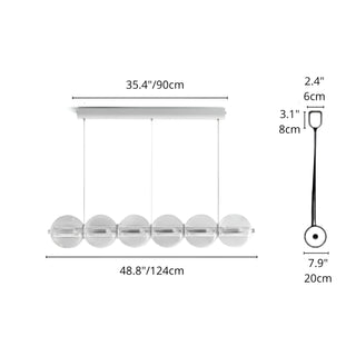 Dimensions diagram of the short version of the linear pendant light