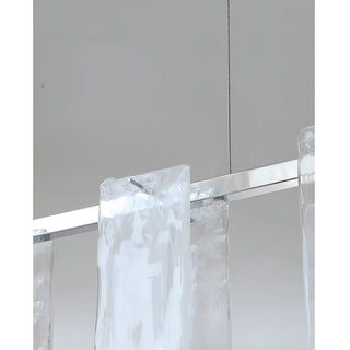 Liora linear pendant light with clear glass shade close-up top connection detail