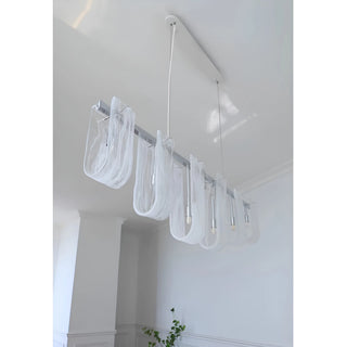 Liora linear pendant light hanging installation with adjustable suspension cables