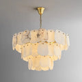 Alabaster Round Chandelier in Mid-Century Modern Style for Living Room