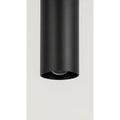Detailed front view of cylindrical LED sconce with black reflector for directional beam