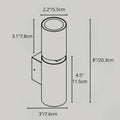 Technical drawing with dimensions of the Logic dual-beam outdoor wall sconce in inches and cm