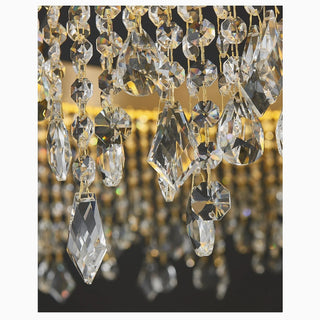 Gold crystal chandelier with multi-level tiers for hallway or living room