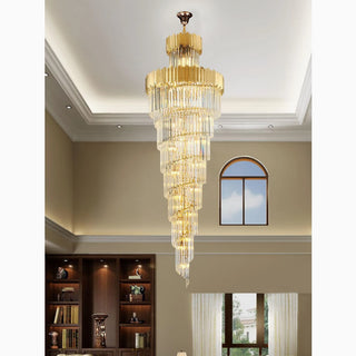 Metal and crystal chandelier in gold