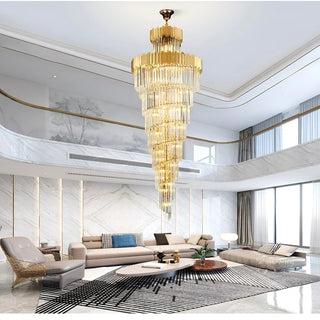 Modern long gold crystal chandelier