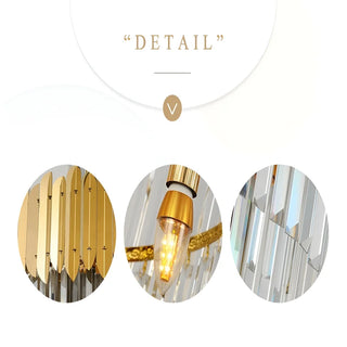 Modern long gold crystal chandelier for the living room