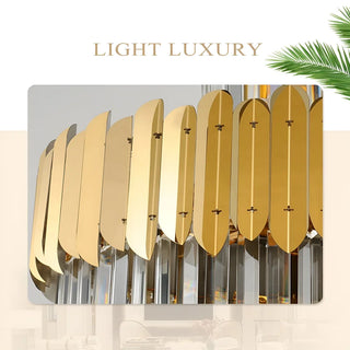 Exclusive long gold chandelier with E12 LED bulbs