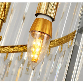 Metal and crystal chandelier in gold with E12 LED bulbs